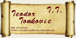 Teodor Tomković vizit kartica